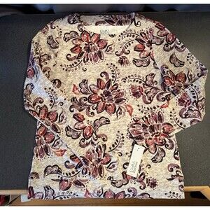 NWT CROFT & BARROW The Extra Soft Long Sleeve Sweatshirt Top Petite XS Floral